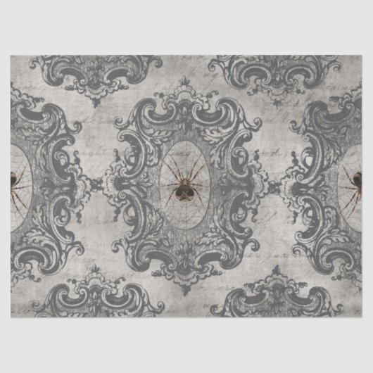 Papier Mousseline Grande araignée encadrée sur Découpage gris clair (Recto)