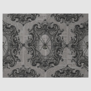 Papier Mousseline Grande araignée encadrée sur Découpage gris foncé