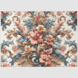 Papier Mousseline Grande Découpage de fleurs baroques très colorées