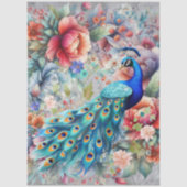 Papier Mousseline Grande Elégante Peacock & Florals Découpage (Recto)