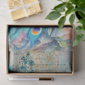 Papier Mousseline Grande Elégante Peacock & Florals Découpage (Cadeau)