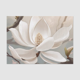 Papier Mousseline Grande Fleur blanche de Magnolia