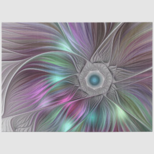Papier Mousseline Grande Fleur colorée Abstraite Trippy Fractal Art