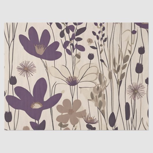 Papier Mousseline Grande Fleur d'aubergine violette moderne (Recto)