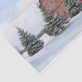 Papier Mousseline Grande Grange rouge Patinée avec de mignons pins (Détail)