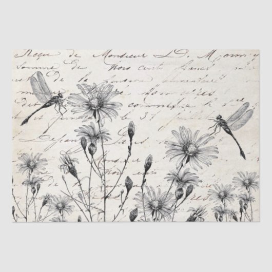 Papier Mousseline GRANDE page de découpage de libellule Fleur sauvag (Recto)