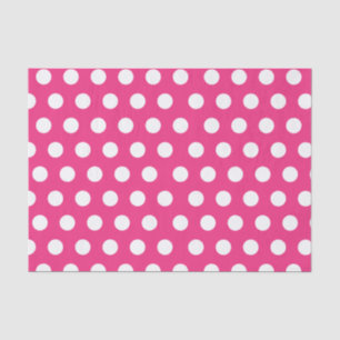 Papier Mousseline Grande Pointe Polka Moyenne Blanche Et Rose Chaud