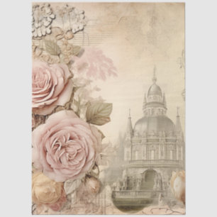 Papier Mousseline Grande Rose rose Vintage inspirée et bâtiment