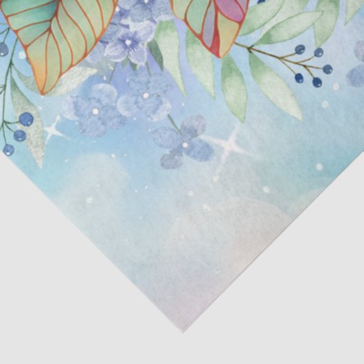 Papier Mousseline Grande tortue tropicale et florale d'aquarelle (Détail)