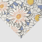 Papier Mousseline Grandes fleurs bleu et or Dusty (Détail)