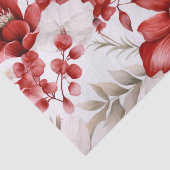 Papier Mousseline Grandes fleurs botaniques rouges et blanches Eucal (Détail)