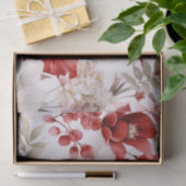 Papier Mousseline Grandes fleurs botaniques rouges et blanches Eucal (Cadeau)