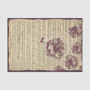 Papier Mousseline Grandes Fleurs Roses Sombres Dusty sur Partition