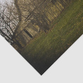 Papier Mousseline Grandes Grange Nue Entourée de Grands Arbres Nus (Détail)