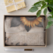 Papier Mousseline Grandes tournesols avec abeilles sur script (Cadeau)