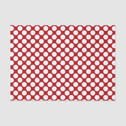 Papier Mousseline Grands points rétro - blanc et rouge (Recto)
