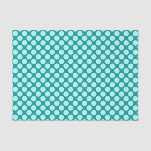 Papier Mousseline Grands points rétro - turquoise et aqua (Recto)