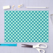 Papier Mousseline Grands points rétro - turquoise et aqua (Artisanat)