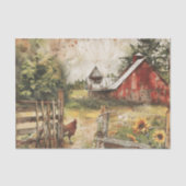 Papier Mousseline Grange agricole avec découpage de poulet (Recto)