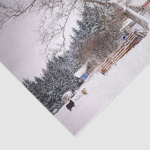 Papier Mousseline Grange d'hiver en neige  (Détail)