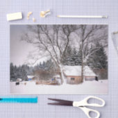 Papier Mousseline Grange d'hiver en neige  (Artisanat)