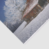 Papier Mousseline Grange Entourée D'Arbres D'Hiver  (Détail)