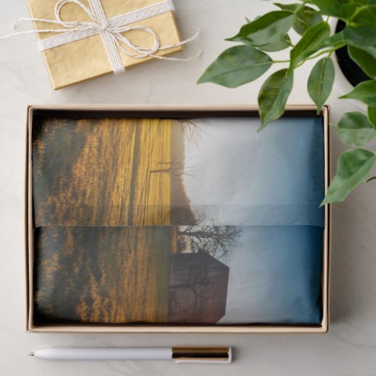 Papier Mousseline Grange et champ ensoleillés (Cadeau)