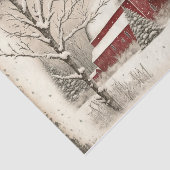 Papier Mousseline Grange rouge d'hiver (Détail)