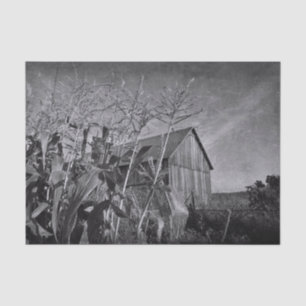 Papier Mousseline Grange rustique de campagne vieille grange noir et