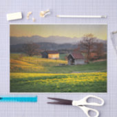 Papier Mousseline Granges illuminées nichées au milieu de collines v (Artisanat)