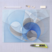 Papier Mousseline Graphique d'art fractal gris bleu Abstrait moderne (Artisanat)