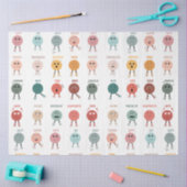 Papier Mousseline Graphique de faces des émotions colorées mignonnes