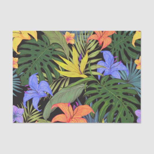 Papier Mousseline Graphique de fleur d'Aloha de Hawaii tropical (Recto)