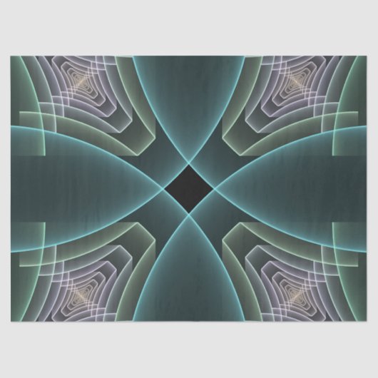 Papier Mousseline Graphique géométrique Turquoise moderne (Recto)