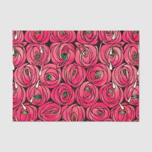 Papier Mousseline Graphique rose Art Nouveau Rennie Macintosh