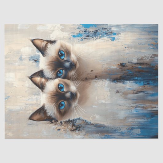 Papier Mousseline Gras chats siamois peindre le découpage (Recto)