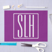 Papier Mousseline Gras moderne 3 initiales Monogramme | Blanc et pou (Artisanat)