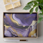 Papier Mousseline Gras Trendy violet jaune or faux marbre (Cadeau)