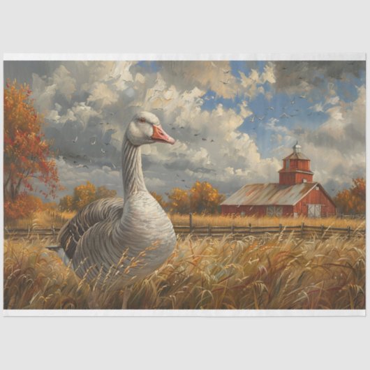 Papier Mousseline Gray Goose Farmhouse Découpage d'artisanat (Recto)