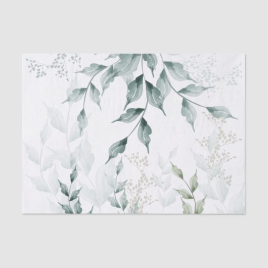 Papier Mousseline | Grayed Jade Green Botanical (Recto)