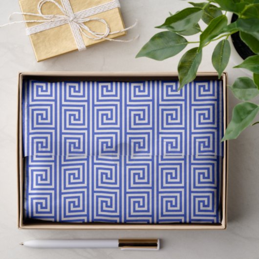 Papier Mousseline Grec Meander Carré Motif (Cadeau)