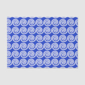 Papier Mousseline Grec Meander Key Waves Motif Bleu (Recto)