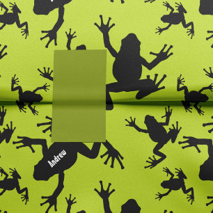 Papier Mousseline Green and Black Frog Pattern Kids