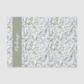 Papier Mousseline Green Blue Botanical Watercolor Monogram Name (Recto)