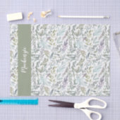 Papier Mousseline Green Blue Botanical Watercolor Monogram Name (Artisanat)