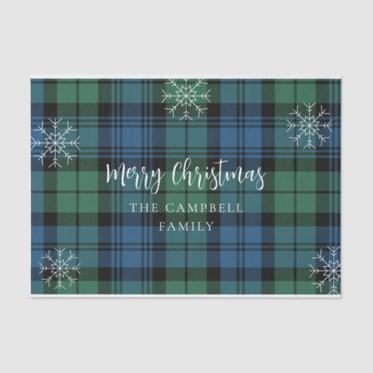 Papier Mousseline Green Blue Plaid Rustique Campbell Tartan (Recto)