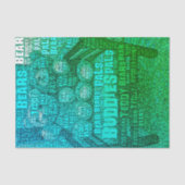 Papier Mousseline Green Blue Teddy Bear Amis Embedded Word Cloud (Recto)