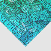 Papier Mousseline Green Blue Teddy Bear Amis Embedded Word Cloud (Détail)