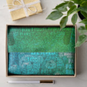 Papier Mousseline Green Blue Teddy Bear Amis Embedded Word Cloud (Cadeau)