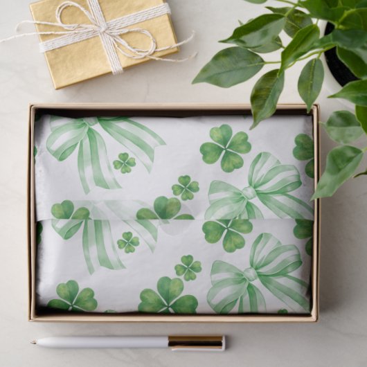 Papier Mousseline Green Bow Four Leaf Clover St. Patrick's Day (Cadeau)